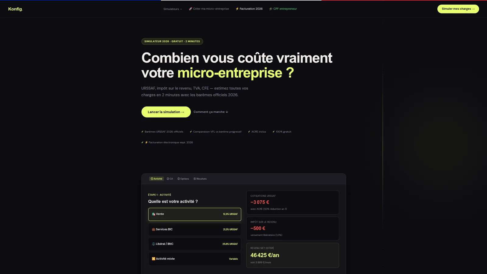 Capture du site Konfig.pro